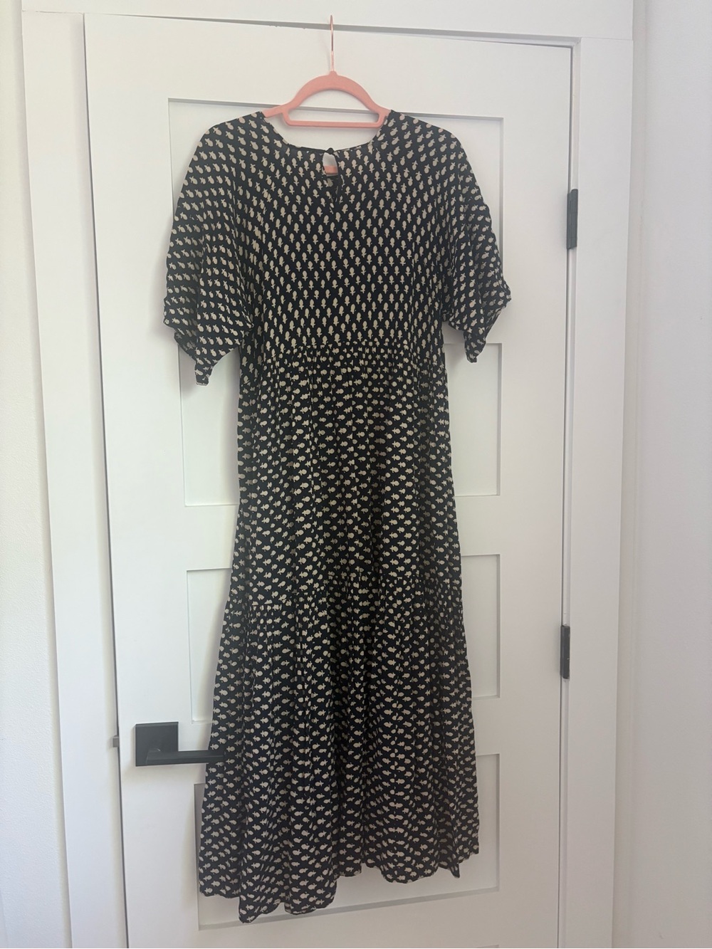 Christy Dawn Black and Cream Printed Midi Dress - Picture 5 of 7